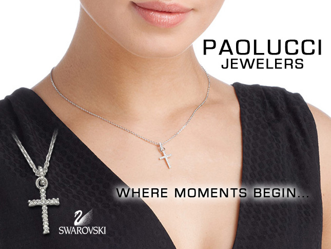 Swarovski clear crystals cross necklace 